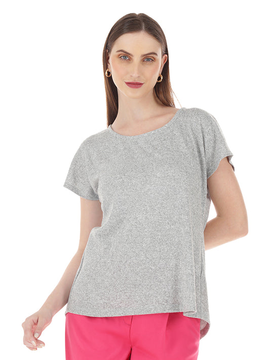 Blusa lisa con escote redondo