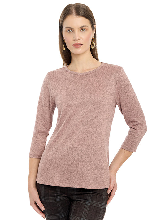 Blusa de Jersey con Cuello Redondo
