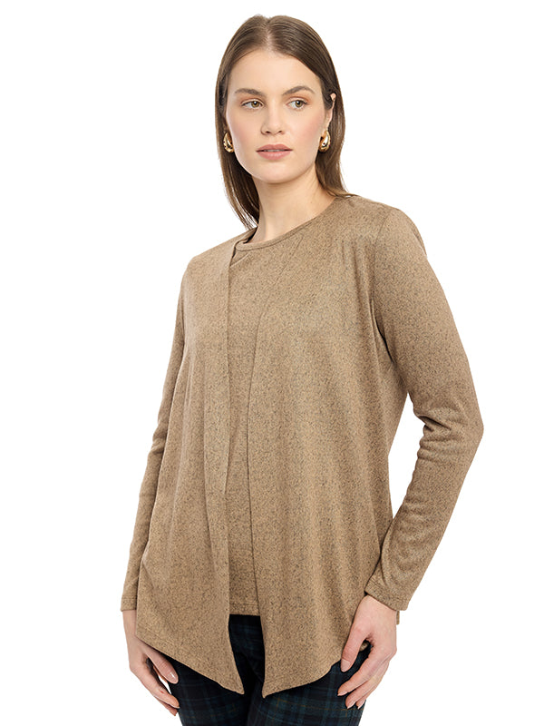 Ensamble de Jersey Liso con Manga Larga y Largo Asimétrico