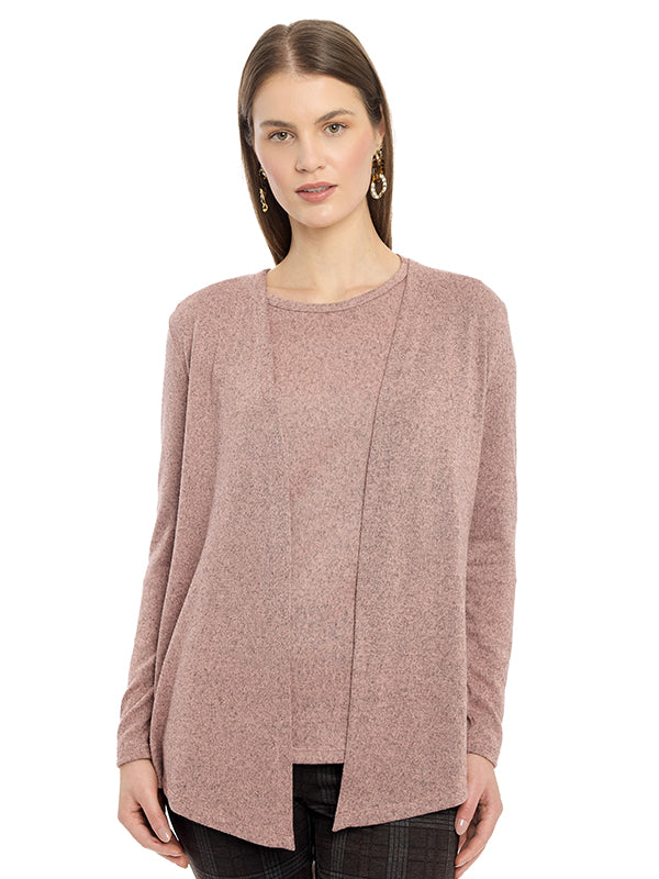 Ensamble de Jersey Liso con Manga Larga y Largo Asimétrico