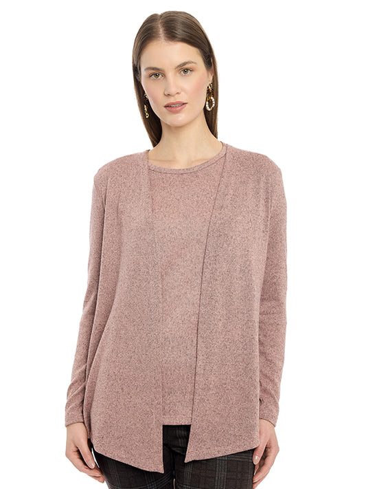 Ensamble de Jersey Liso con Manga Larga y Largo Asimétrico