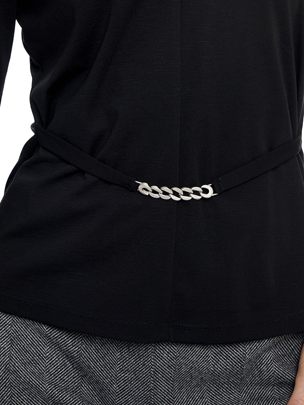 Blusa Jersey con Cuello V y Aplicación