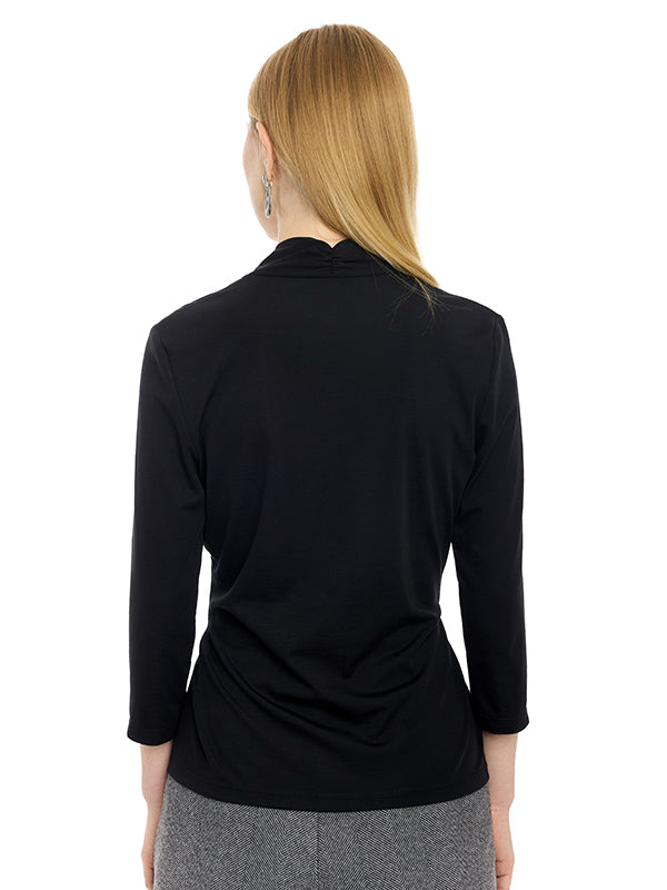 Blusa Jersey con Cuello V y Aplicación