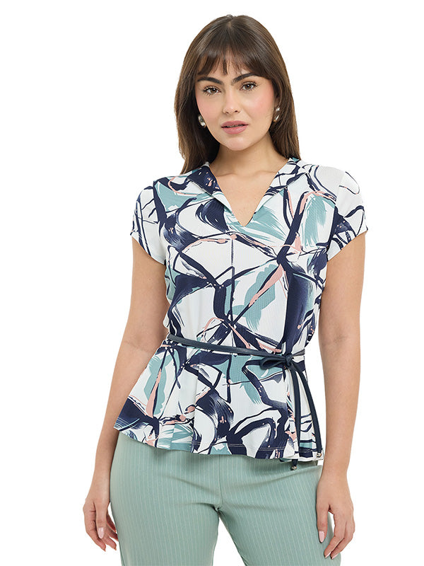 Blusa de Jersey Estampado Multiformas