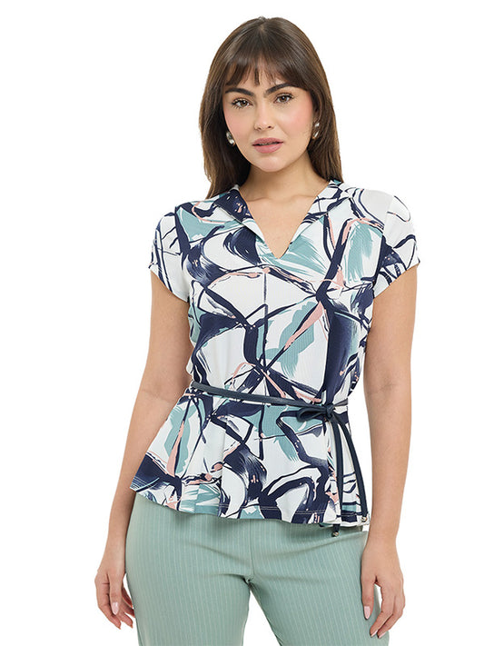 Blusa de Jersey Estampado Multiformas