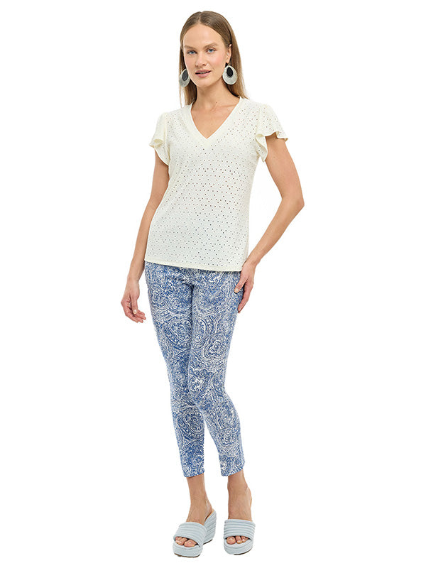 Blusa de Jersey Liso con Cuello V