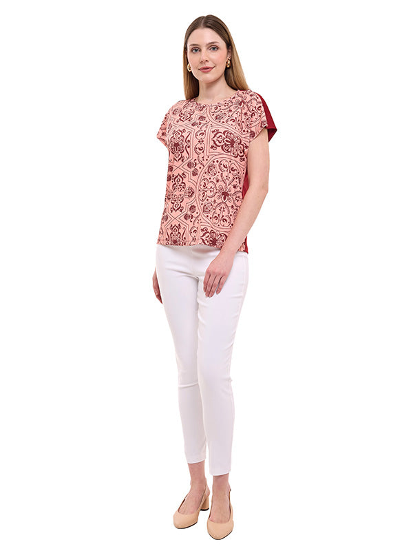 Blusa de Jersey Estampado Damasco
