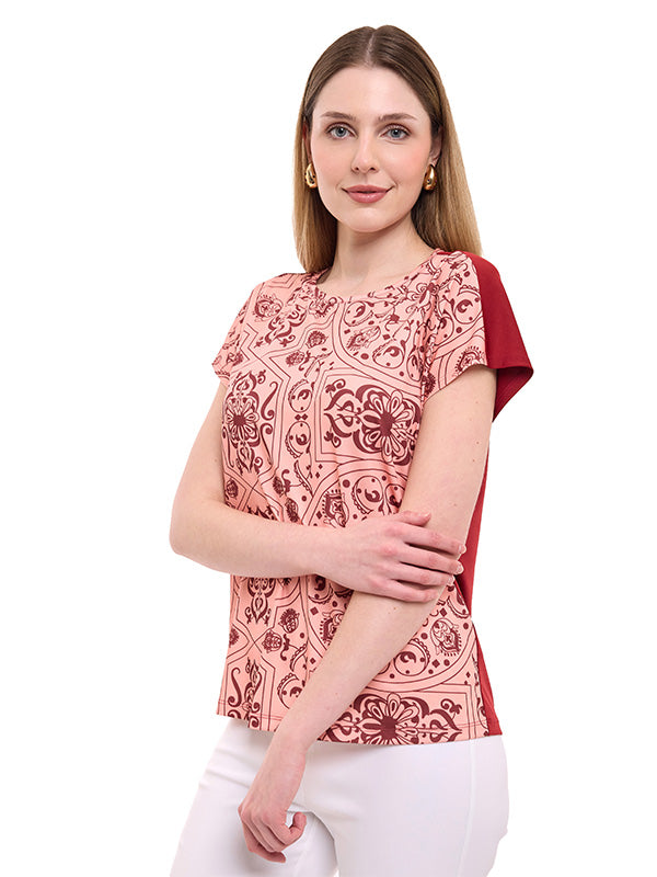 Blusa de Jersey Estampado Damasco