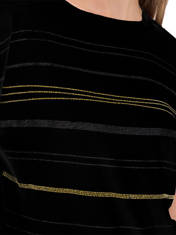 Blusa de Jersey Lisa con Cuello Redondo y Manga Corta