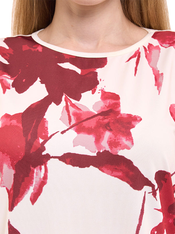 Blusa de Jersey con Estampado Floral y Manga Corta