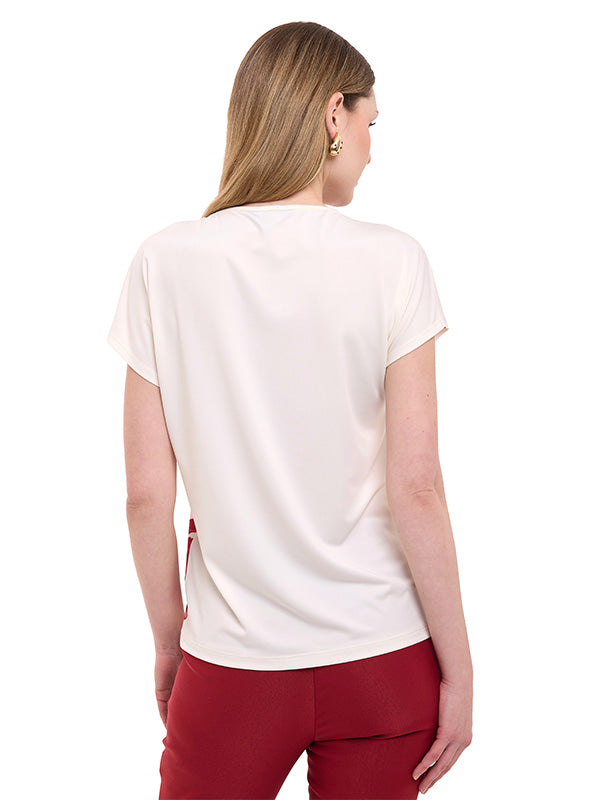Blusa de Jersey con Estampado Floral y Manga Corta