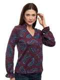 Blusa de Lanilla Estampado Paisley con Cuello V