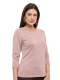 Blusa de Lanilla Lisa con Cuello Redondo y Manga Larga
