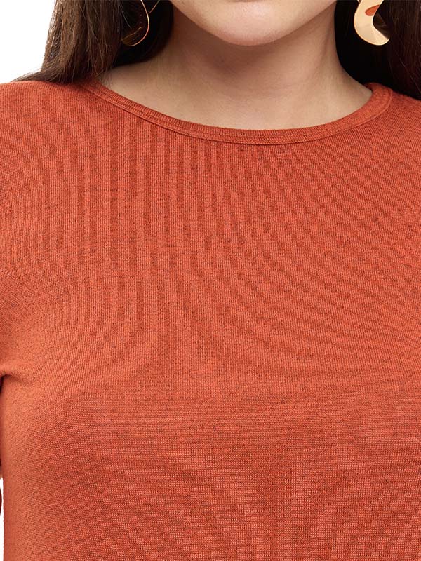 Blusa de Lanilla Lisa con Cuello Redondo y Manga 3/4