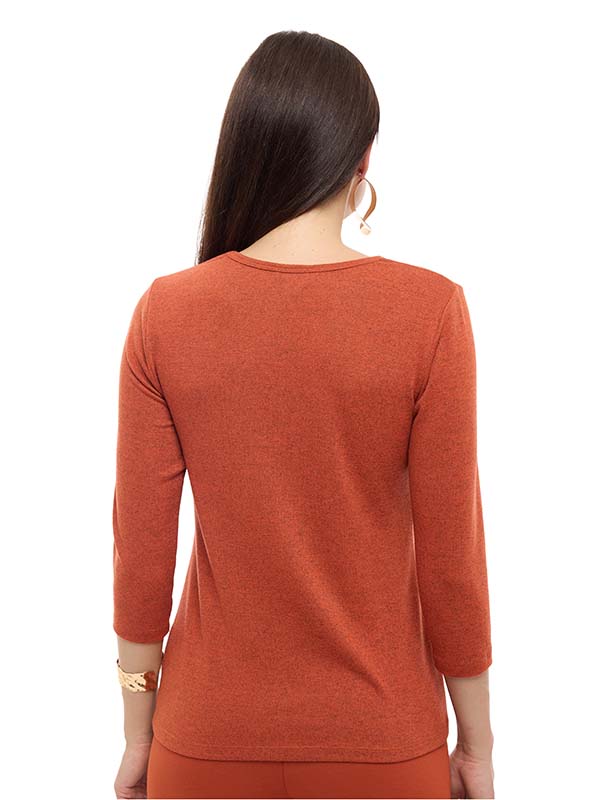 Blusa de Lanilla Lisa con Cuello Redondo y Manga 3/4