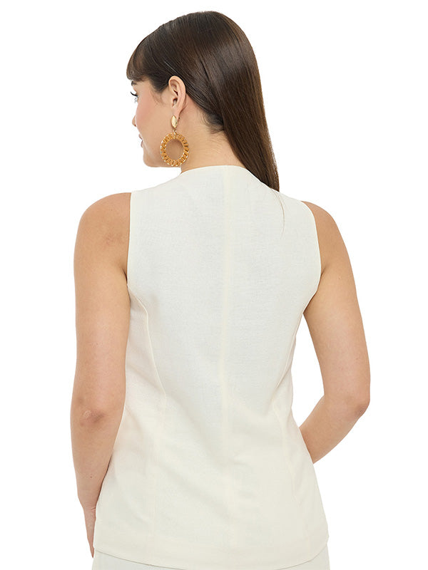 Chaleco Largo Asiluetado con Abertura en Ruedo Delantero