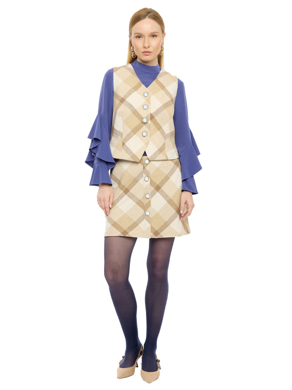 Chaleco Tafetán Preteñido a Cuadros