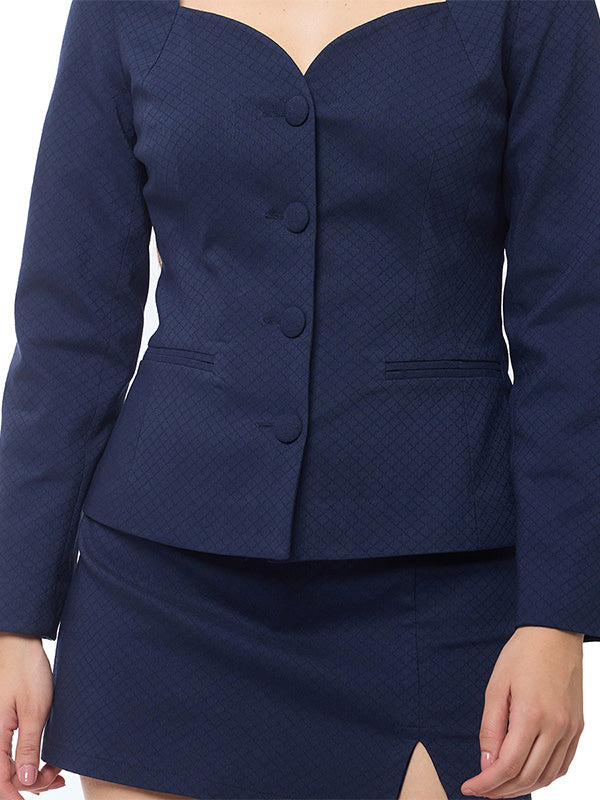 Saco Estilo Blusa con Escote Corazón y Corte Ceñido