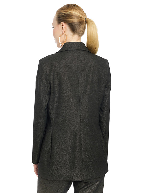 Saco en Tela con Lurex Con Carteras y Forro Interno