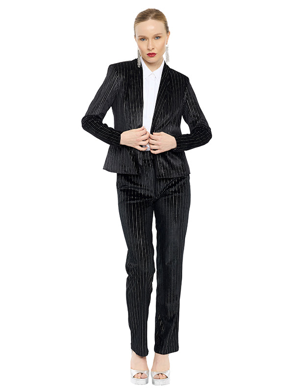 Saco Velour Estampado a Rayas