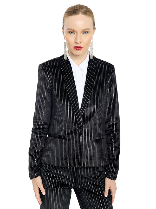 Saco Velour Estampado a Rayas