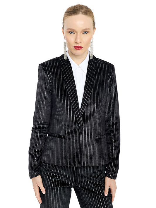 Saco Velour Estampado a Rayas