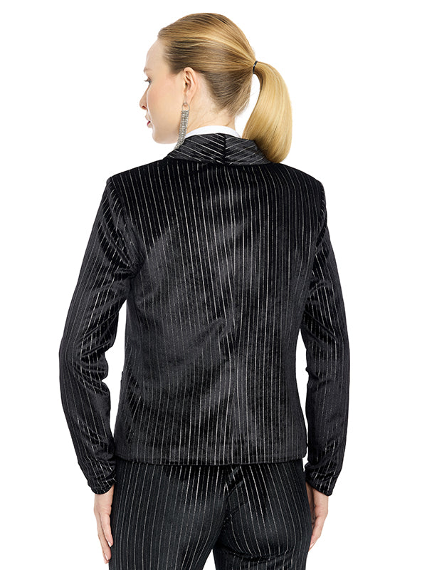 Saco Velour Estampado a Rayas
