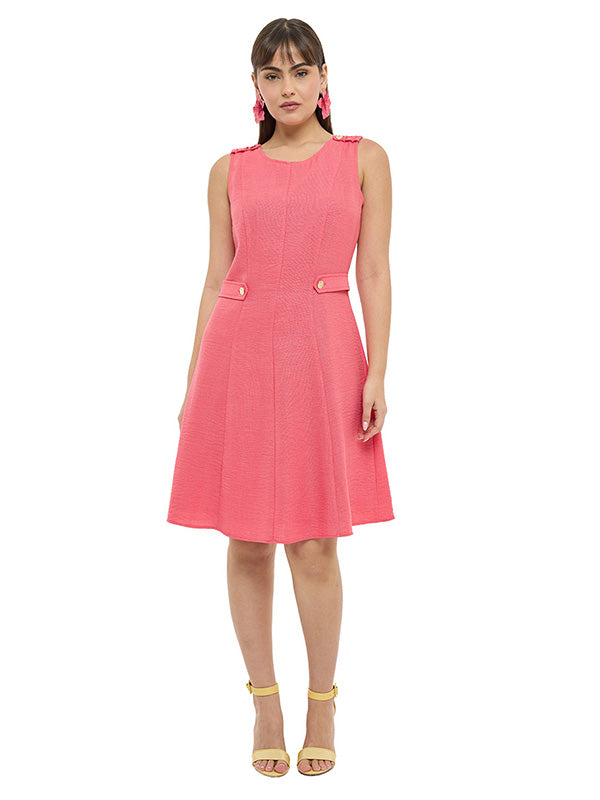 Vestido Corte “A” con Charreteras en Hombros y Cintura