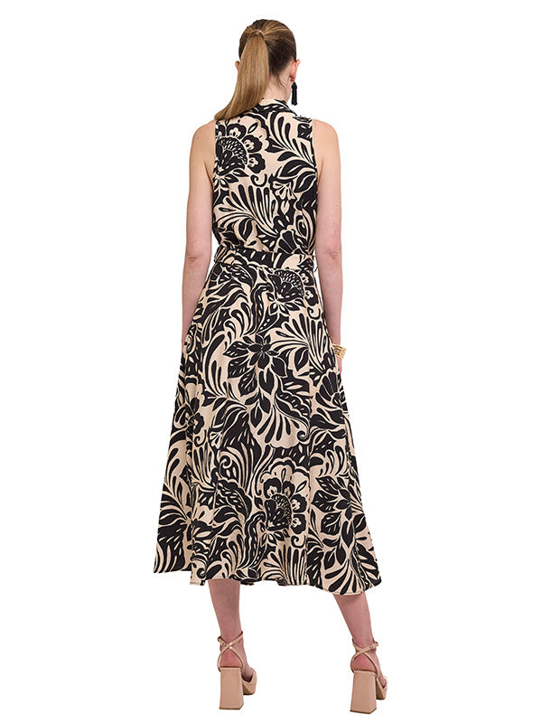 Vestido Camisero Largo Tipo Halter sin Mangas con Cinta de Amarre