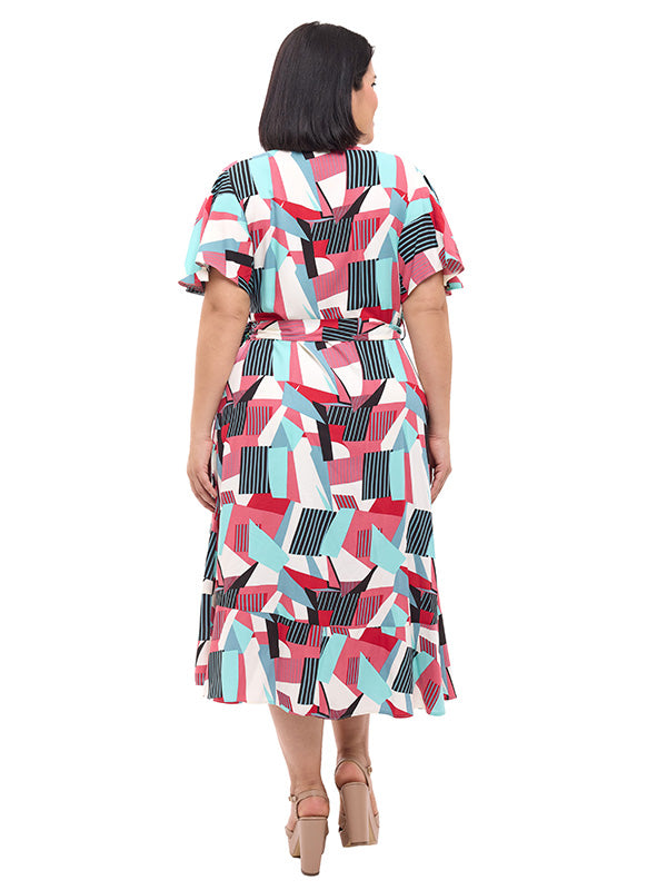 Vestido envolvente con cinta de la misma tela