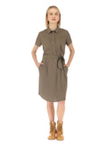 Vestido Liso Corto con Cuello Camisero