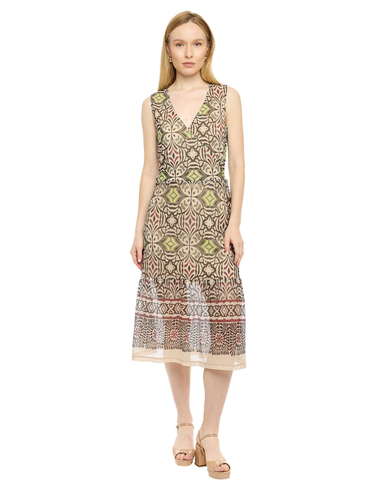 Vestido de Mesh Estampado Étnico