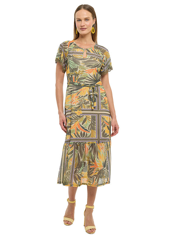 Vestido Largo Mesh Estampado Floral