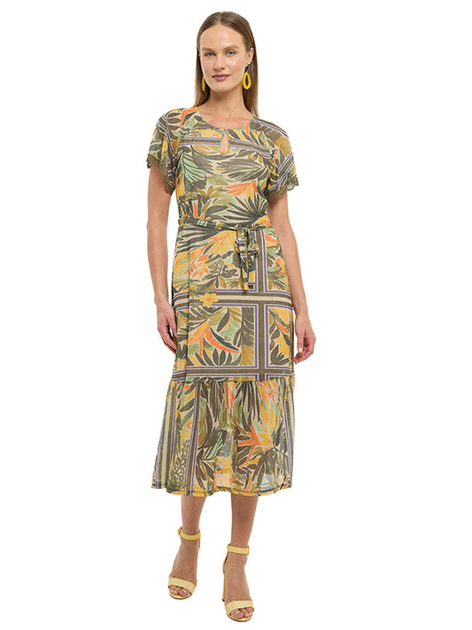 Vestido Largo Mesh Estampado Floral