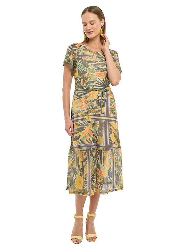 Vestido Largo Mesh Estampado Floral