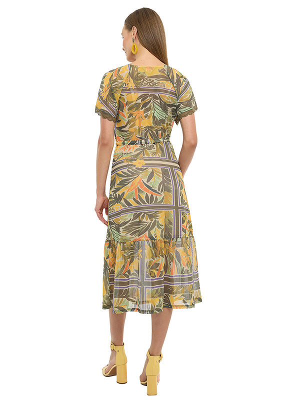 Vestido Largo Mesh Estampado Floral