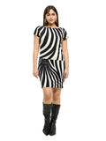 Vestido Jersey Estampado Multiformas de Silueta Recta