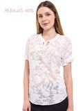 Blusa de Jersey Lisa con Cuello Redondo y Manga Corta