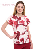 Blusa de Jersey con Estampado Floral y Manga Corta